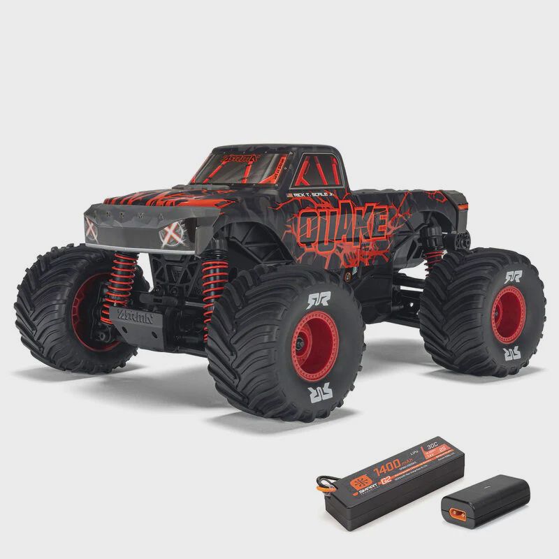 Arrma Quake Grom 4x4 1/16 RTR Brushed Monster Truck (ARA2137T__), Color: red-titanium-cooper