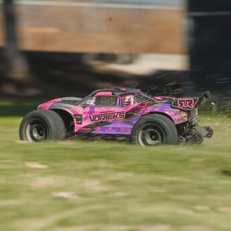 Arrma Vorteks 223S 1/10 BLX Brushless RTR 4WD Stadium Truck (Purple) (ARA4305V4T--), Color: purple