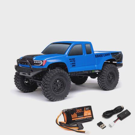 Axial 1/24 SCX24 Base Camp 4WD Rock Crawler Brushed RTR with Battery &amp; Charger, (AXI-1219T-), Color: blue-1
