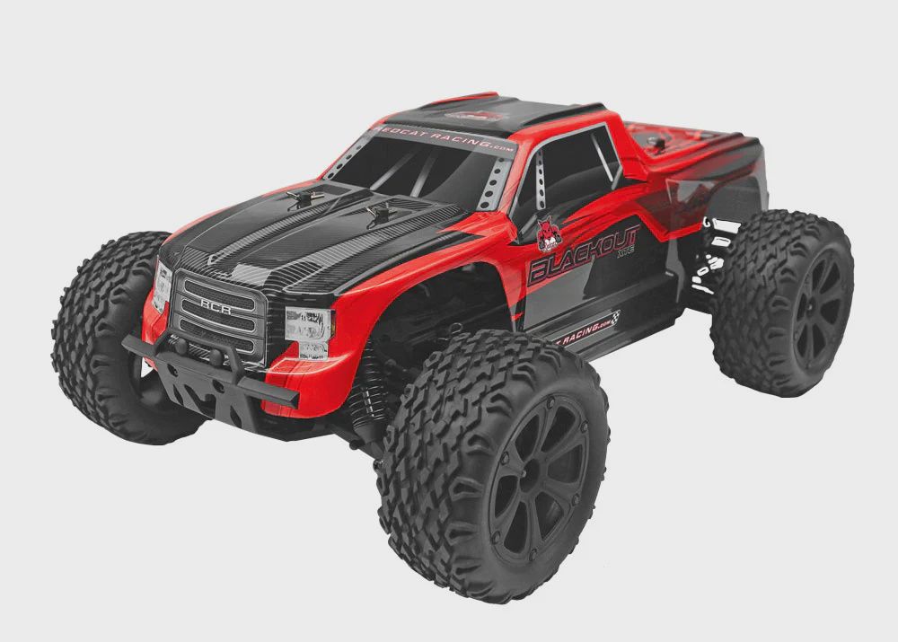 Redcat Racing Blackout XTE RC Truck - 1:10 Brushed Electric Monster Truck (BLACKOUT XTE), Color: red-titanium-cooper