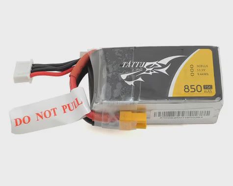 Tattu 3S LiPo Battery 75C (11.1V/850mAh) w/XT-60 Connector Part#: TAT850-111-75C