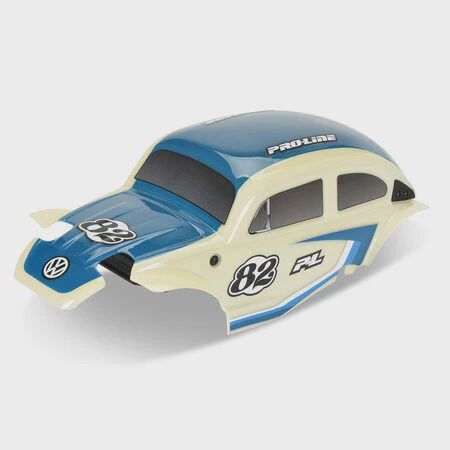 Pro-Line Class1 VW Bug Red Race Body Conversion Kit and Flat Iron M/T Tires Mounted 7mm Black Diablo (4) for ARRMA TYPHON GROM (PRO368000T2), Color: blue-23