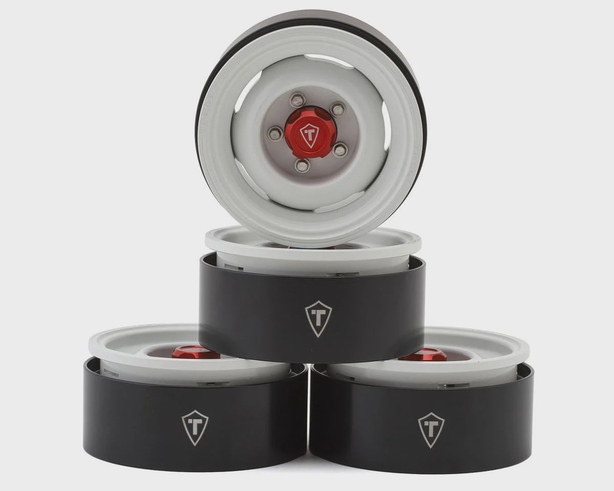 Treal Hobby 1.9" Aluminum Retro-Style Vintage Wagon Crawler Beadlock Wheels (132.5g) (White) (4)