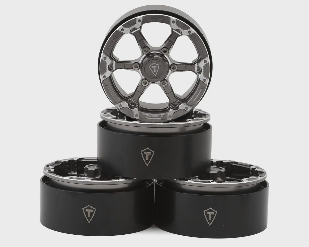 Treal Hobby Type 4P 1.9" 6-Spoke Beadlock Wheels (Titanium) (4)