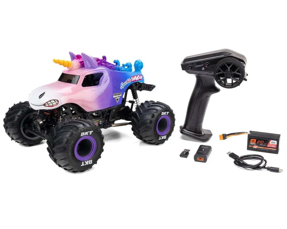 Losi 1/18 Mini LMT 4x4 Brushed RTR Monster Truck (Sparkle Smash) w/SLT2 2.4GHz Radio, Battery &amp; Charger