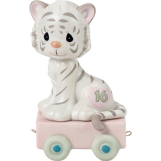 Birthday Train, Age 16, 16 And Feline Fine Figurine