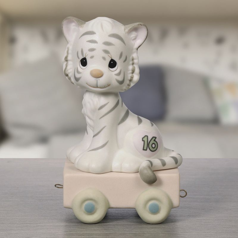 Birthday Train, Age 16, 16 And Feline Fine Figurine