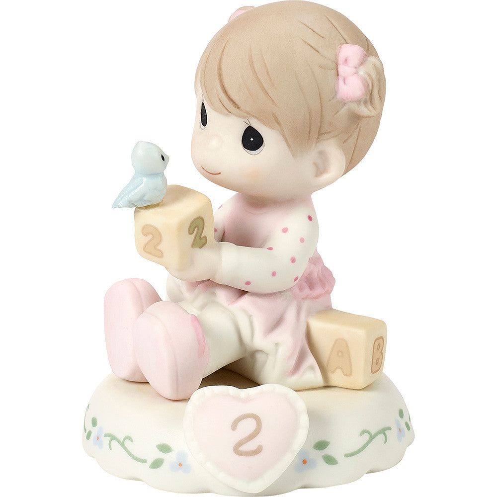 Growing In Grace, Age 2, Brunette Girl Figurine