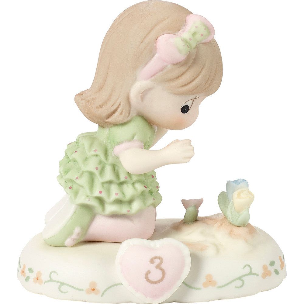 Growing In Grace, Age 3 Brunette Girl Figurine
