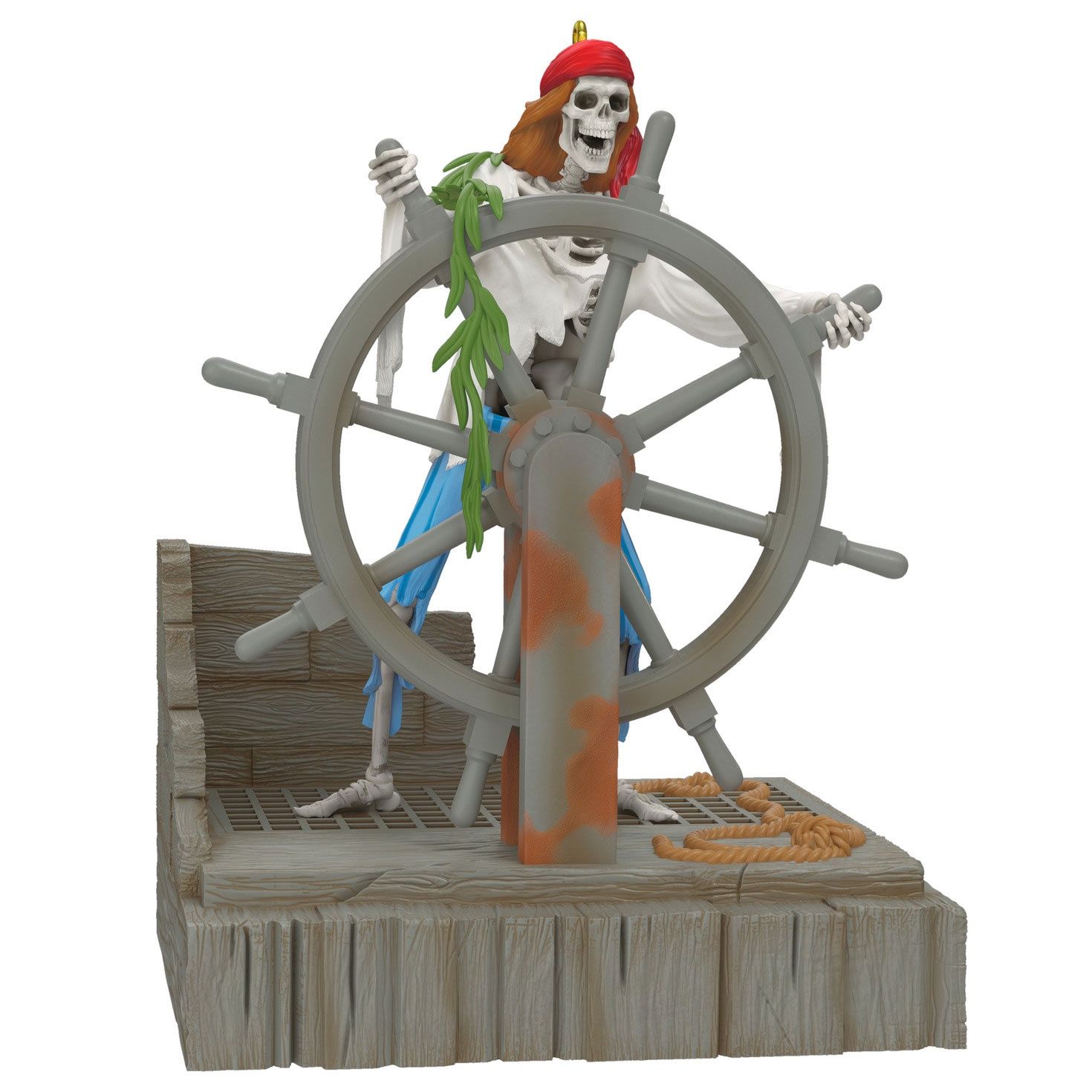 Hallmark Disney Pirates of the Caribbean Collection Helmsman Skeleton Ornament With Light and Sound