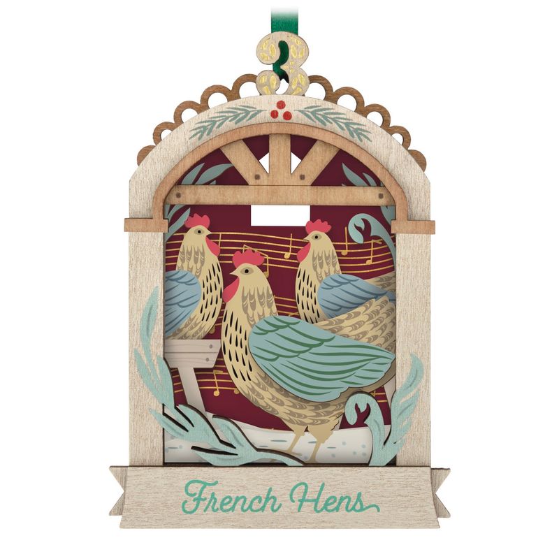 Hallmark Twelve Days of Christmas French Hens Papercraft Ornament