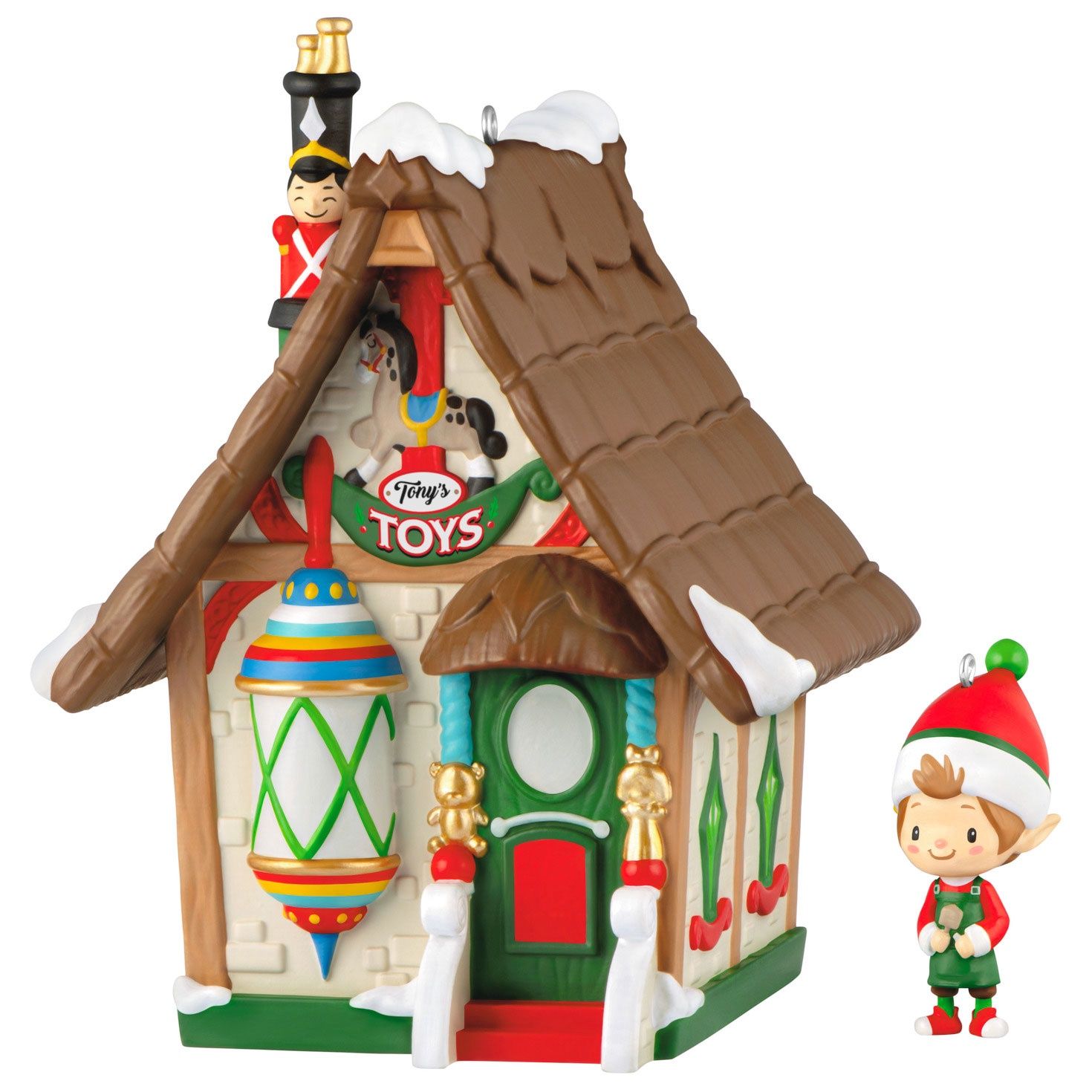 Hallmark Welcome to Elfville Tony's Toys Ornaments, Set of 2