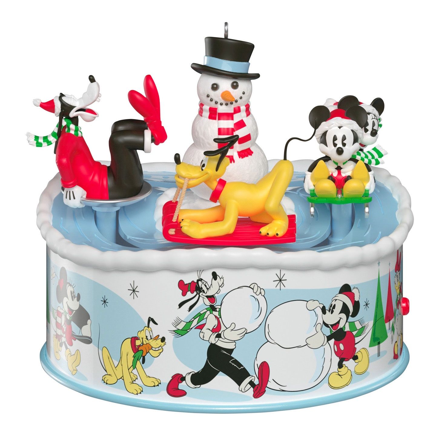 Hallmark Disney Mickey and Friends Sledding Season Musical Ornament With Light and Motion