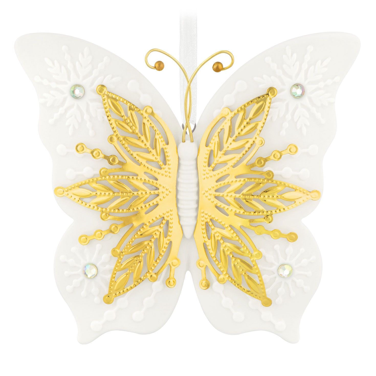 Hallmark 10th Anniversary Brilliant Butterflies Porcelain and Metal Ornament