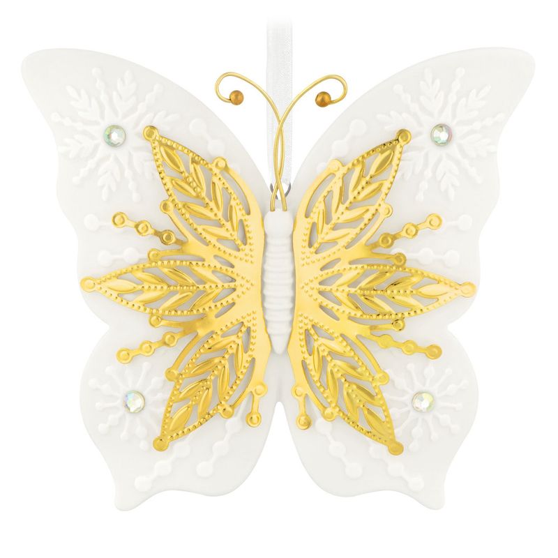 Hallmark 10th Anniversary Brilliant Butterflies Porcelain and Metal Ornament