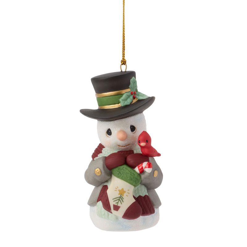 Precious Moments Annual Snowman With Tree Hanging Ornament