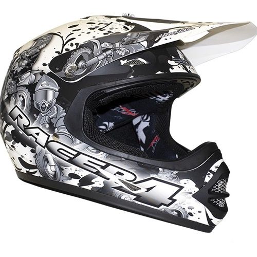 Motorbike Helmet X-Small Matt Black /White