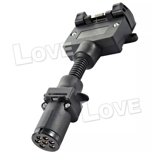 7 Pin Small Round to 7 Pin Flat Trailer Connector Adaptor Plug