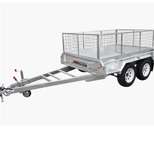 8x5 Tandem 450mm Box Trailer 1990kg (inc spare wheel, 600mm cage, 12 months QLD rego)