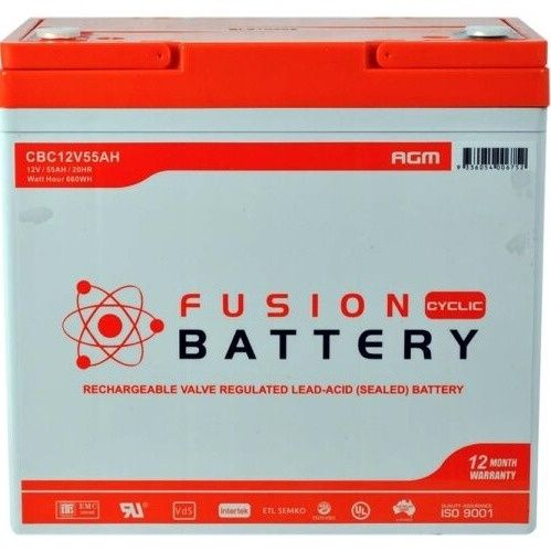 Fusion AGM 12V 55Ah Deep Cycle Battery CBC12V55AH
