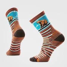 Smartwool Hike Target Cushion Bear Stripe Mid Crew Sock - Unisex, Colour - Smartwool: picante, Size SML or 2 4 6 8 10: M