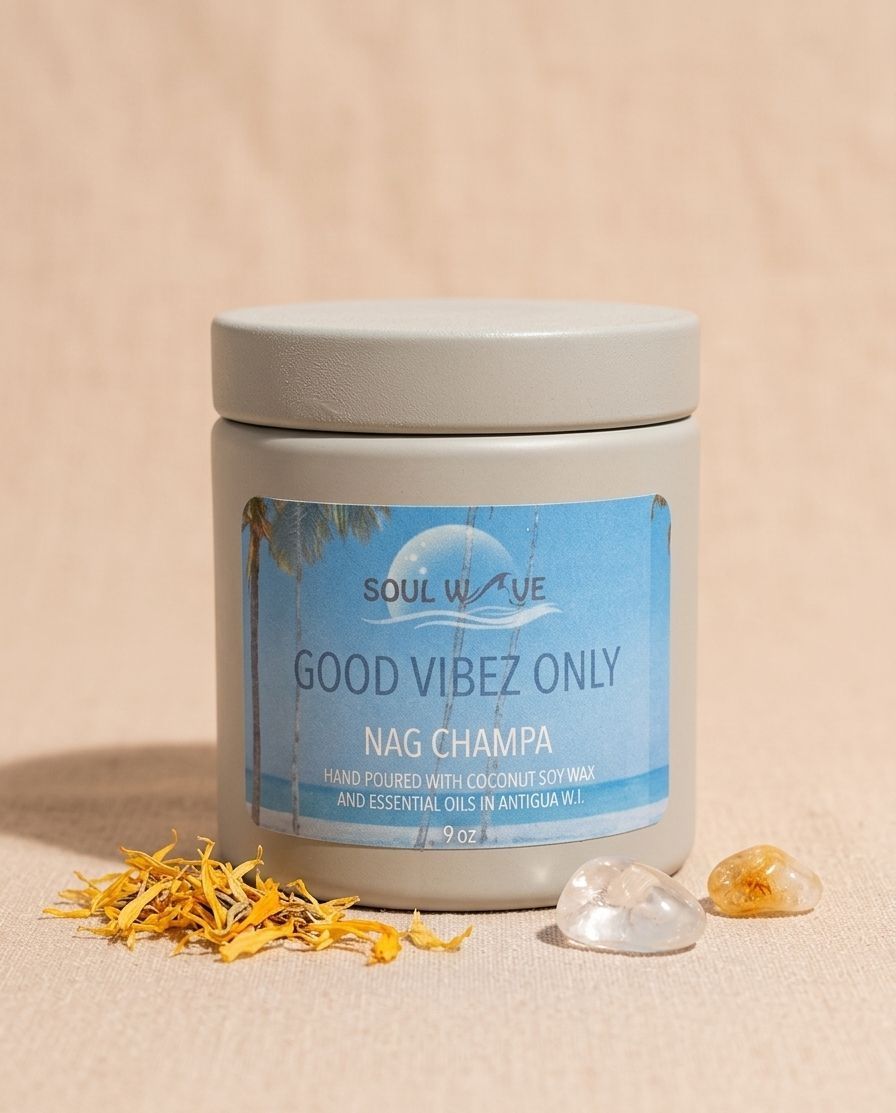 Good Vibez Only  Crystal Intention Candle - Nag Champa -9oz