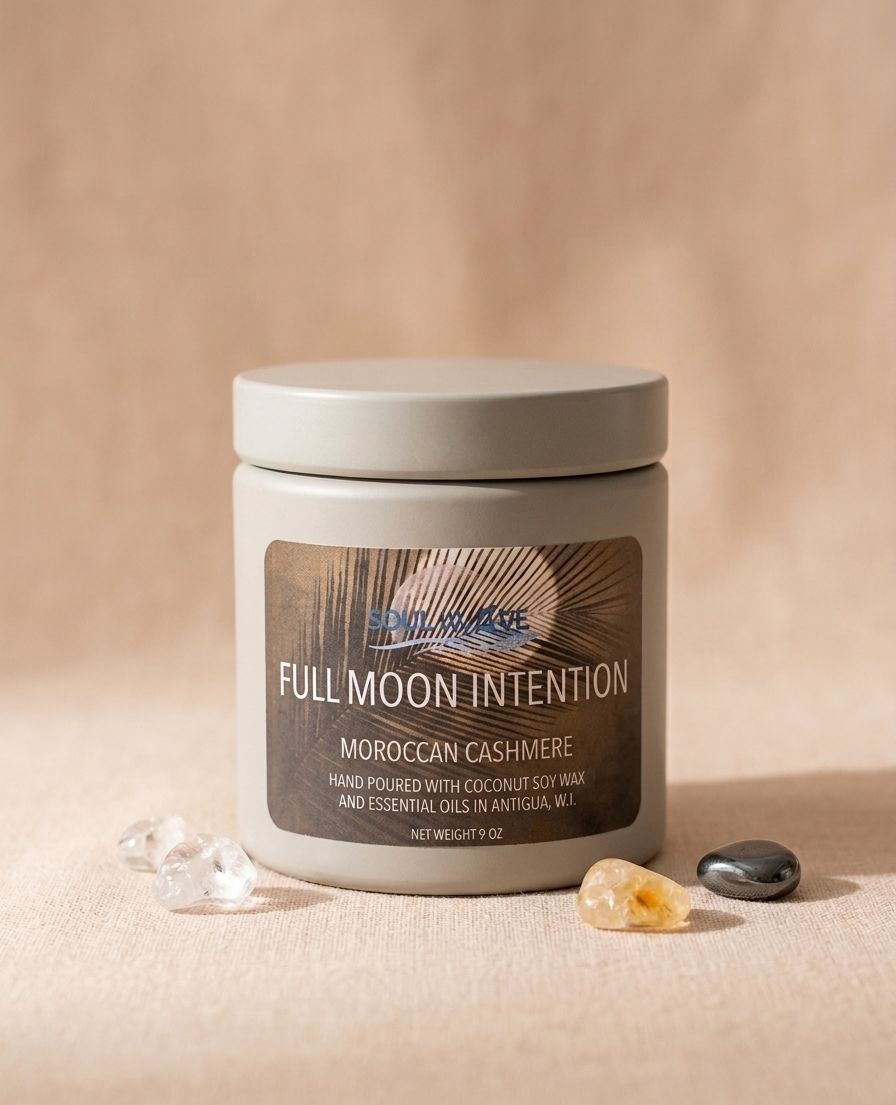 Full Moon Crystal Intention Candle - Moroccan Cashmere-9oz