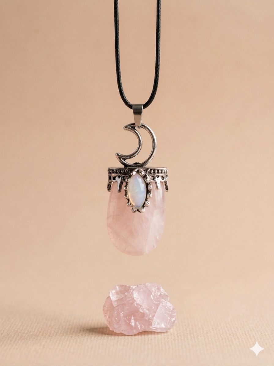 Rose Quartz Lunar Aura Pendant: Universal Love