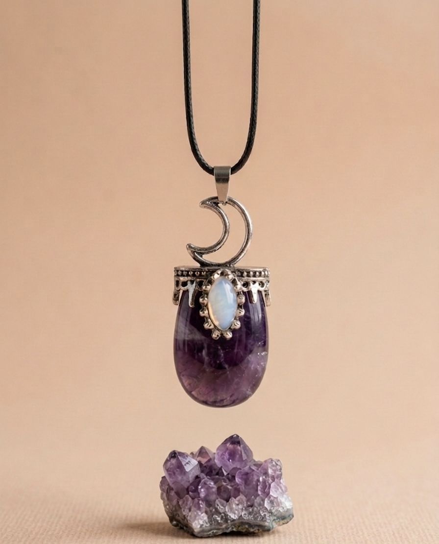 Amethyst Lunar Aura Pendant: Divine Intuition