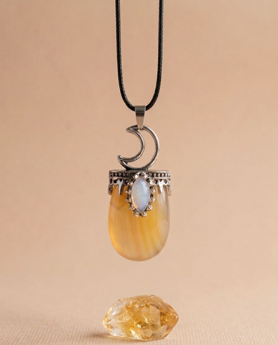 Citrine Lunar Aura Pendant: Radiant Abundance