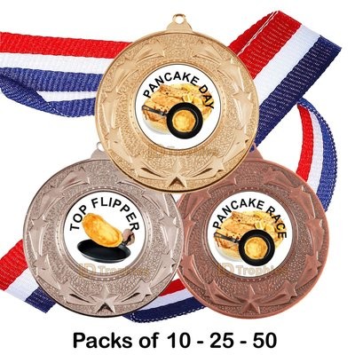 10, 25 or 50 Pancake Medal & Ribbon Packs