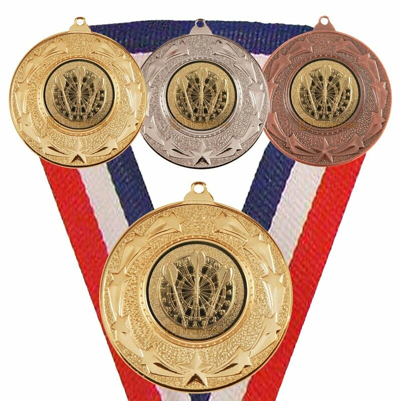 Darts 3 Darts Medal & Ribbon