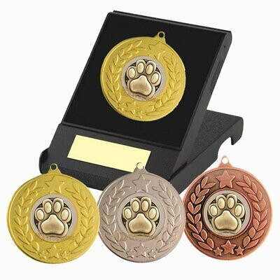 Dog Medal in Presentation Case - Paw