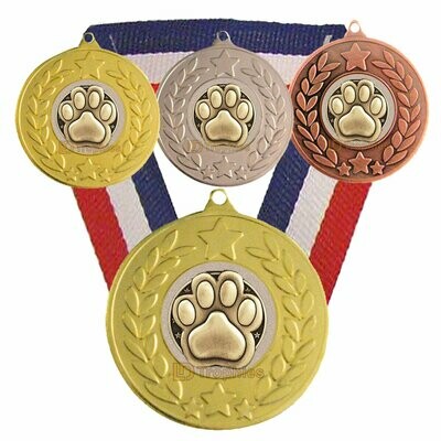 Dog Medal & Ribbon - Paw