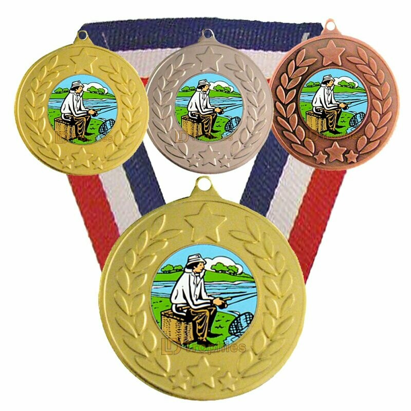 Fisherman Fishing Medal & Ribbon