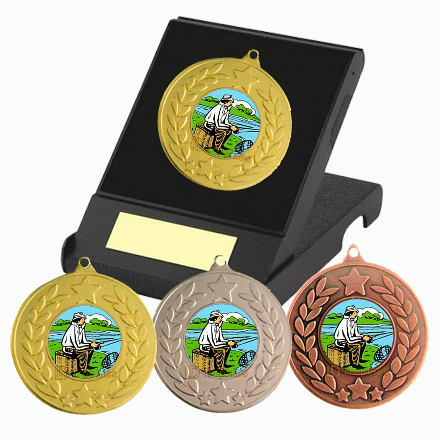 Fisherman Fishing Medal in Presentation Box