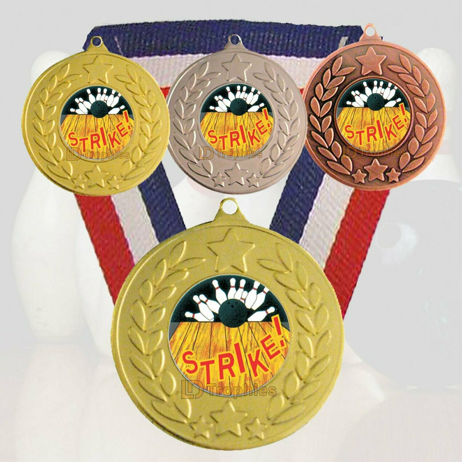 Ten Pin Bowling Strike Medal & Ribbon