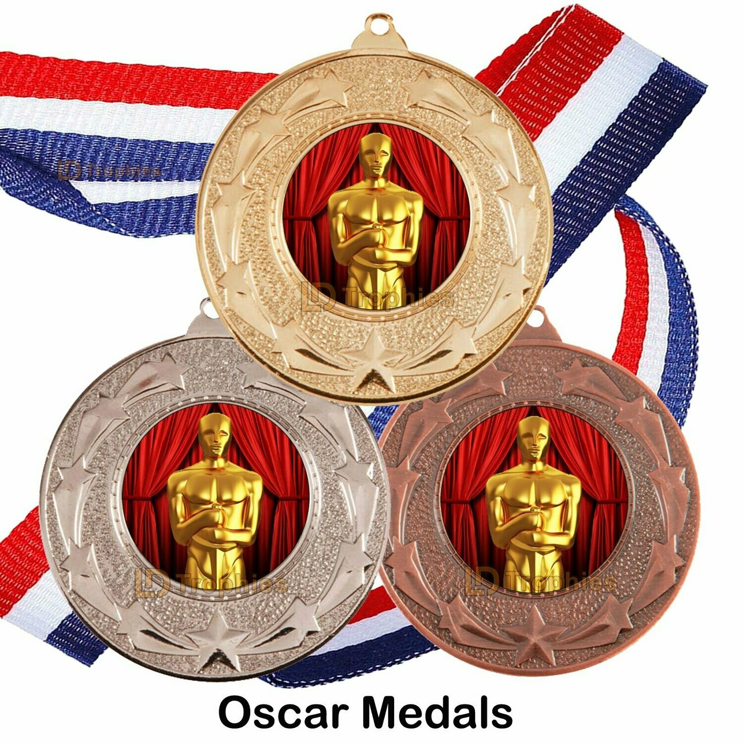 10, 25 or 50 Drama Medal & Ribbon Packs, Style of Centre: Oscar