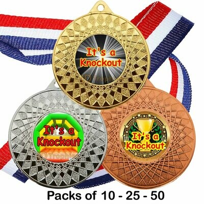 10, 25 or 50 It's a Knockout Medal & Ribbon Packs