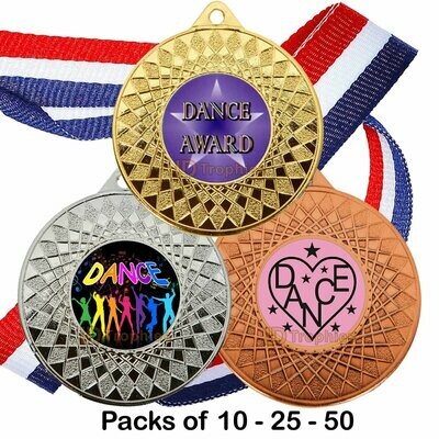 10, 25 or 50 Dance Medal & Ribbon Packs