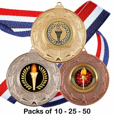 10, 25 or 50 Multisport Medal & Ribbon Packs
