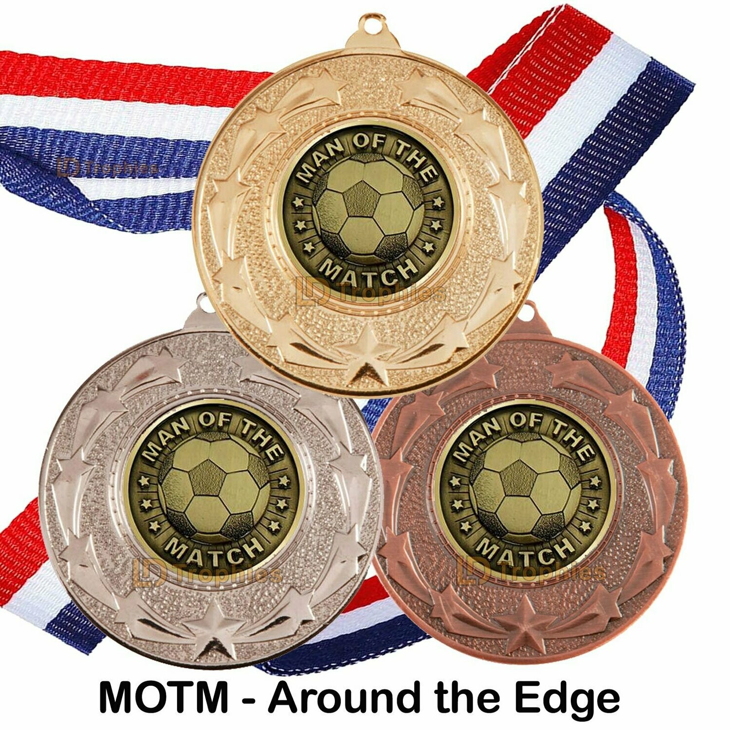 10 Pack Volleyball Award Medals – 2.25 Inch Antique Gold Metal Medals With Red White Blue Ribbons, D212G-EG60-10PK