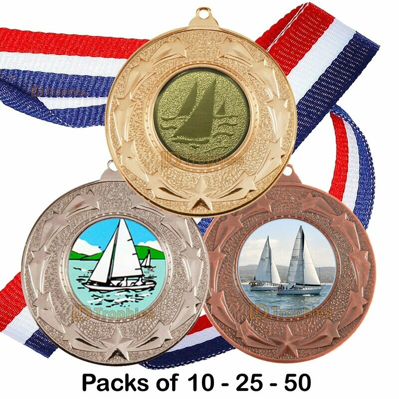 10, 25 or 50 Sailing Medal & Ribbon Packs