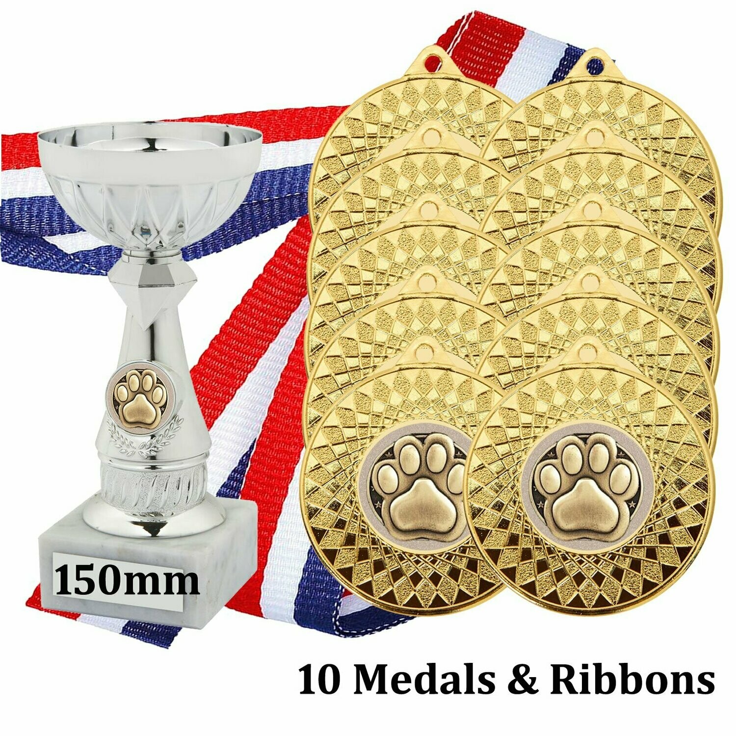 Dog Trophy & Dog Medals Pack, Size of Pack: 10 Medals and Trophy