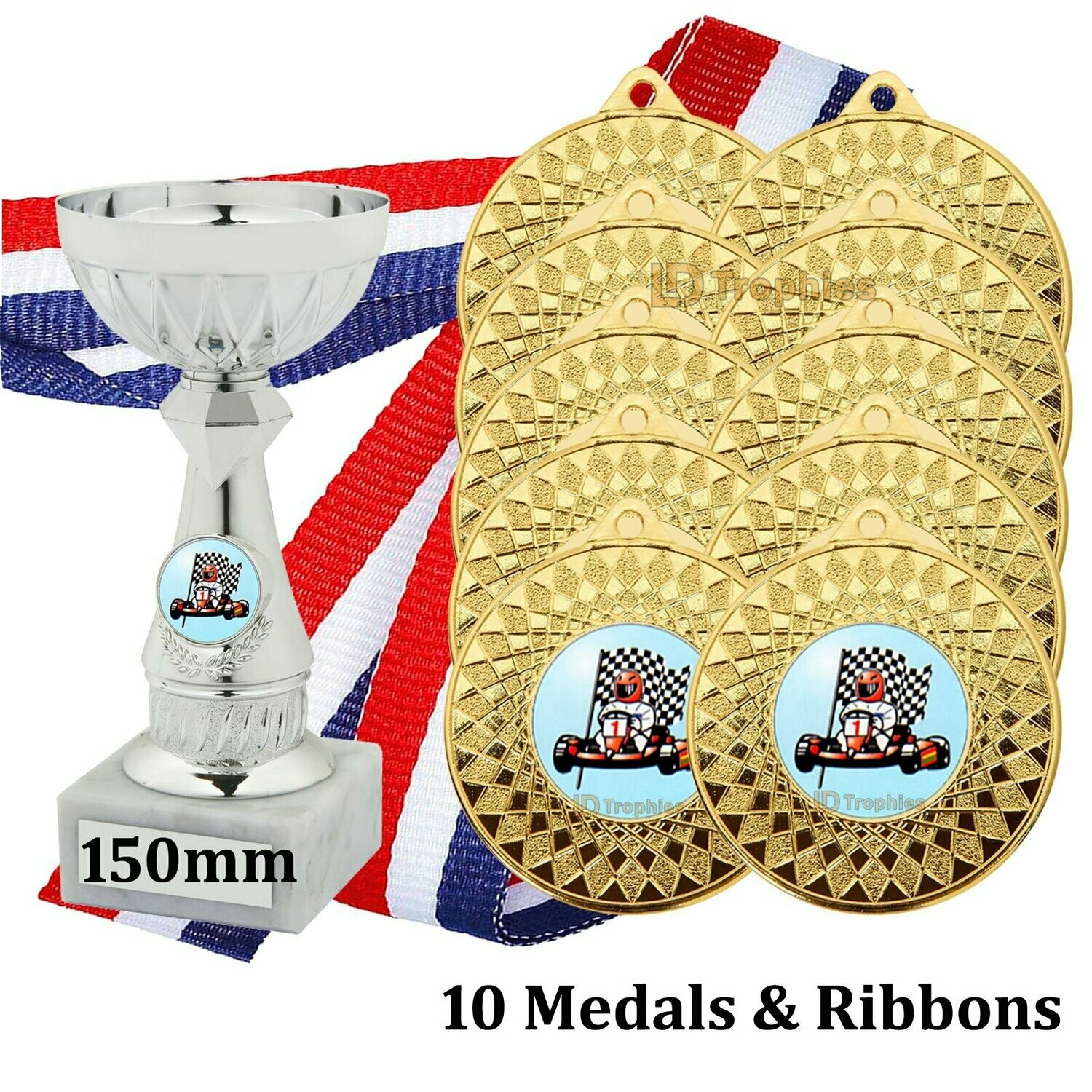 Go Karting Trophy &  Medals Pack, Size of Pack: 10 Medals and Trophy