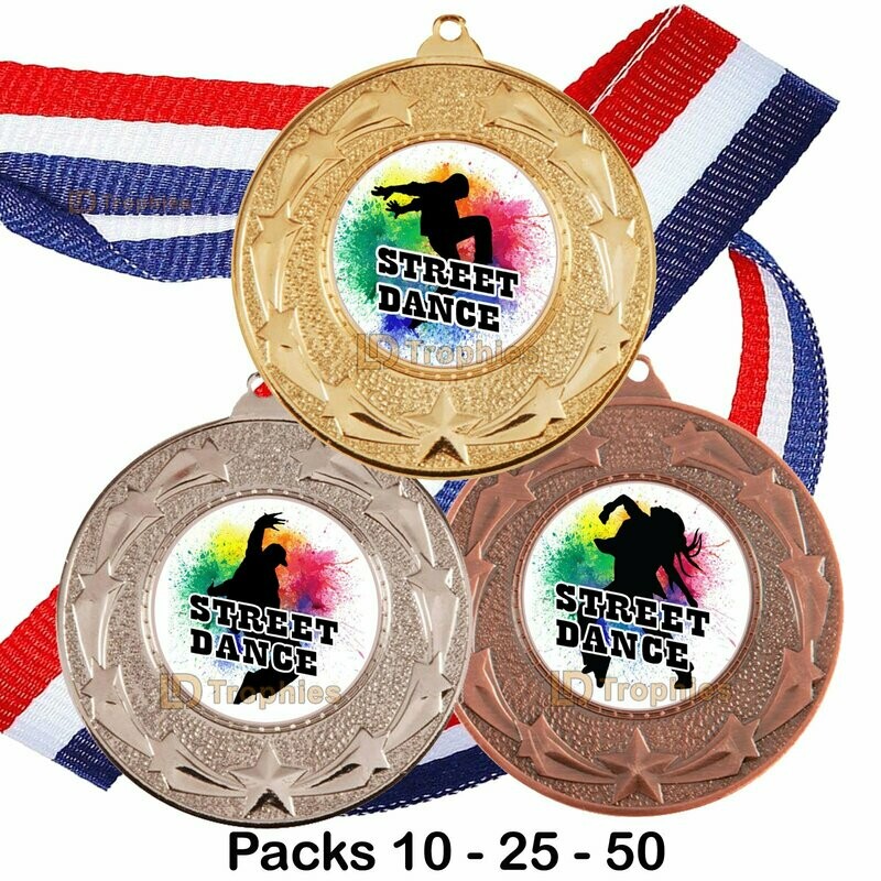 10, 25 or 50 Street Dance Medals & Ribbons
