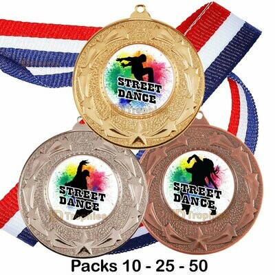 10, 25 or 50 Street Dance Medals & Ribbons
