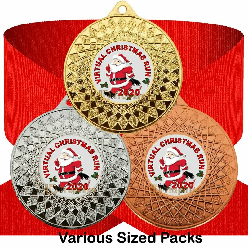 Virtual Christmas Run Medal & Ribbon Packs
