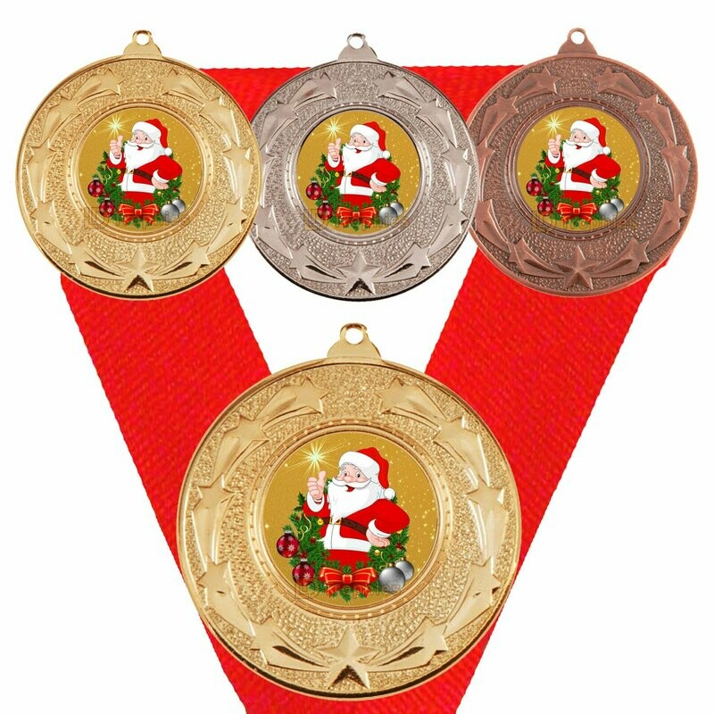 Christmas Medal & Ribbon (Santa)