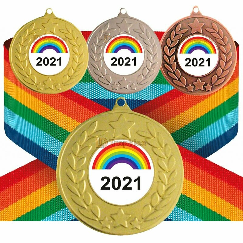 Rainbow / Pride 2021 Medal & Ribbon (Rainbow Arch)